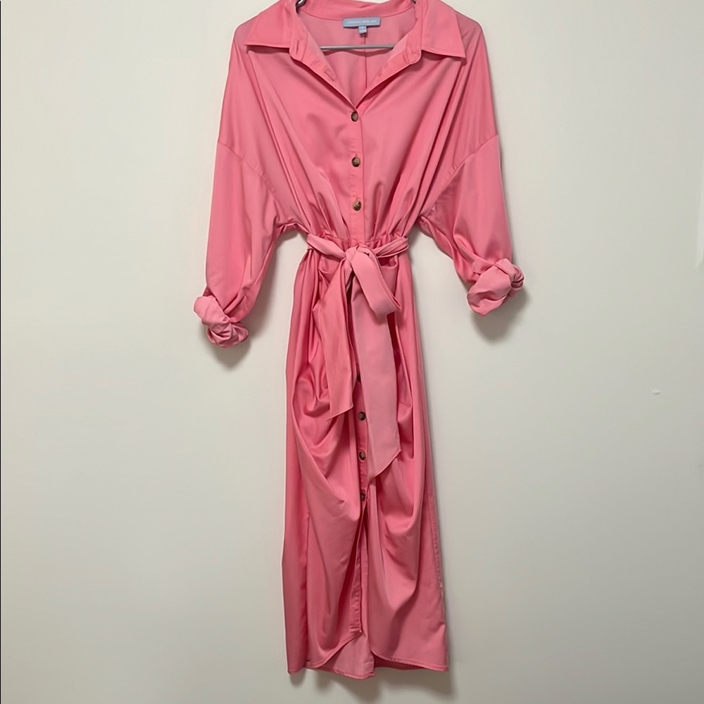 ANTONIO MELANI Pink Button-Up Maxi Dress